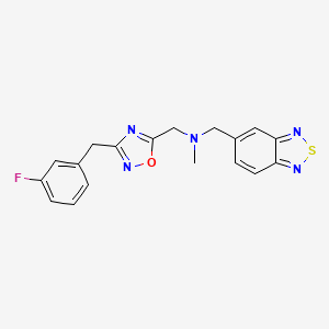 molecular formula C18H16FN5OS B4582276 (2,1,3-benzothiadiazol-5-ylmethyl){[3-(3-fluorobenzyl)-1,2,4-oxadiazol-5-yl]methyl}methylamine 