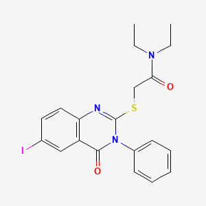 N,N-diethyl-2-[(6-iodo-4-oxo-3-phenyl-3,4-dihydro-2-quinazolinyl)thio]acetamide