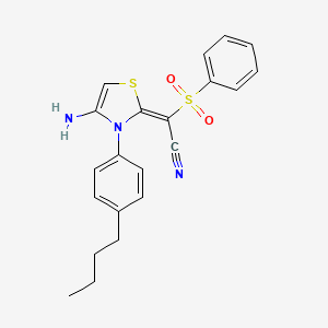 molecular formula C21H21N3O2S2 B4582397 [4-氨基-3-(4-丁基苯基)-1,3-噻唑-2(3H)-亚烷基](苯磺酰)乙腈 