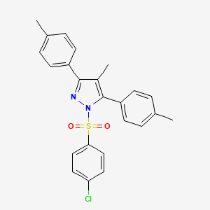 molecular formula C24H21ClN2O2S B4582409 1-[(4-chlorophenyl)sulfonyl]-4-methyl-3,5-bis(4-methylphenyl)-1H-pyrazole 