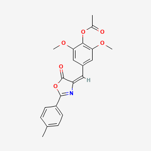 molecular formula C21H19NO6 B4582418 2,6-dimethoxy-4-{[2-(4-methylphenyl)-5-oxo-1,3-oxazol-4(5H)-ylidene]methyl}phenyl acetate 