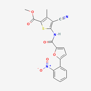 molecular formula C19H13N3O6S B4582429 methyl 4-cyano-3-methyl-5-{[5-(2-nitrophenyl)-2-furoyl]amino}-2-thiophenecarboxylate 