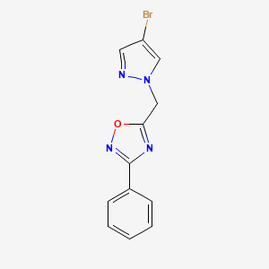 molecular formula C12H9BrN4O B4582438 5-[(4-溴-1H-吡唑-1-基)甲基]-3-苯基-1,2,4-恶二唑 
