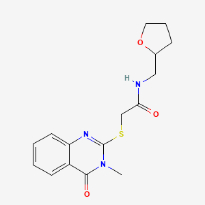 molecular formula C16H19N3O3S B4582453 2-[(3-methyl-4-oxo-3,4-dihydro-2-quinazolinyl)thio]-N-(tetrahydro-2-furanylmethyl)acetamide 