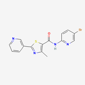 molecular formula C15H11BrN4OS B4582454 N-(5-溴-2-吡啶基)-4-甲基-2-(3-吡啶基)-1,3-噻唑-5-甲酰胺 