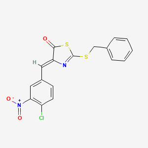 molecular formula C17H11ClN2O3S2 B4582458 2-(benzylthio)-4-(4-chloro-3-nitrobenzylidene)-1,3-thiazol-5(4H)-one 
