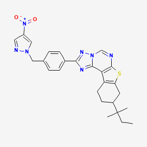 molecular formula C26H27N7O2S B4582466 9-(1,1-二甲基丙基)-2-{4-[(4-硝基-1H-吡唑-1-基)甲基]苯基}-8,9,10,11-四氢[1]苯并噻吩并[3,2-e][1,2,4]三唑并[1,5-c]嘧啶 