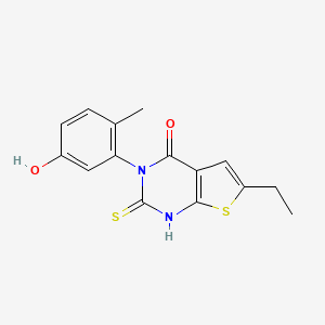 molecular formula C15H14N2O2S2 B4582481 6-ethyl-3-(5-hydroxy-2-methylphenyl)-2-mercaptothieno[2,3-d]pyrimidin-4(3H)-one 