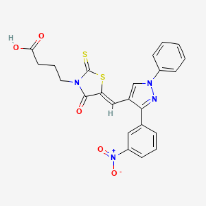molecular formula C23H18N4O5S2 B4582508 4-(5-{[3-(3-nitrophenyl)-1-phenyl-1H-pyrazol-4-yl]methylene}-4-oxo-2-thioxo-1,3-thiazolidin-3-yl)butanoic acid 