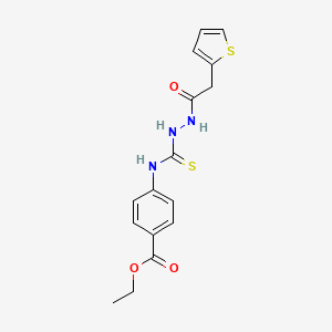 molecular formula C16H17N3O3S2 B4582510 ethyl 4-({[2-(2-thienylacetyl)hydrazino]carbonothioyl}amino)benzoate 