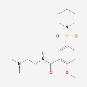 molecular formula C17H27N3O4S B4582532 N-[2-(二甲氨基)乙基]-2-甲氧基-5-(1-哌啶基磺酰基)苯甲酰胺 
