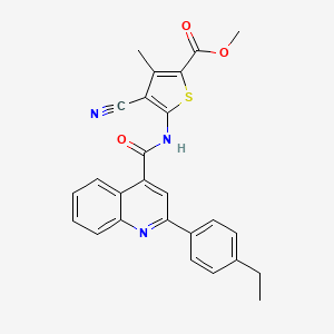 molecular formula C26H21N3O3S B4582534 methyl 4-cyano-5-({[2-(4-ethylphenyl)-4-quinolinyl]carbonyl}amino)-3-methyl-2-thiophenecarboxylate 