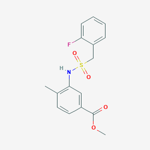 molecular formula C16H16FNO4S B4582535 methyl 3-{[(2-fluorobenzyl)sulfonyl]amino}-4-methylbenzoate 