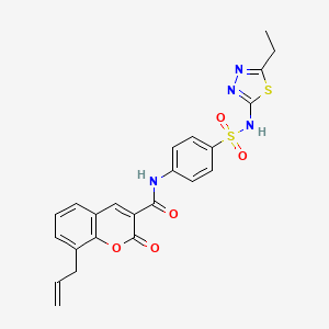 molecular formula C23H20N4O5S2 B4582547 8-烯丙基-N-(4-{[(5-乙基-1,3,4-噻二唑-2-基)氨基]磺酰基}苯基)-2-氧代-2H-色烯-3-甲酰胺 