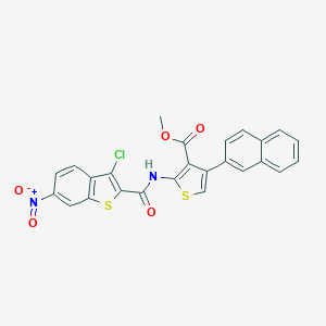 molecular formula C25H15ClN2O5S2 B458261 Methyl 2-[({3-chloro-6-nitro-1-benzothien-2-yl}carbonyl)amino]-4-(2-naphthyl)-3-thiophenecarboxylate 