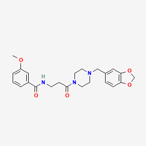 molecular formula C23H27N3O5 B4582611 N-{3-[4-(1,3-苯并二氧杂环-5-基甲基)-1-哌嗪基]-3-氧代丙基}-3-甲氧基苯甲酰胺 