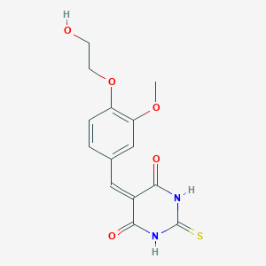 molecular formula C14H14N2O5S B4582618 5-[4-(2-hydroxyethoxy)-3-methoxybenzylidene]-2-thioxodihydro-4,6(1H,5H)-pyrimidinedione 