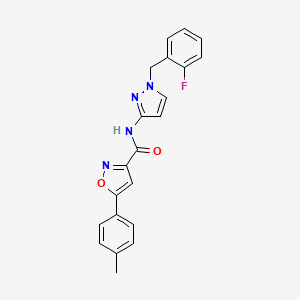 molecular formula C21H17FN4O2 B4582647 N-[1-(2-fluorobenzyl)-1H-pyrazol-3-yl]-5-(4-methylphenyl)-3-isoxazolecarboxamide 