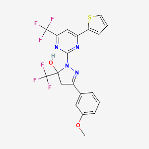 molecular formula C20H14F6N4O2S B4582680 3-(3-methoxyphenyl)-1-[4-(2-thienyl)-6-(trifluoromethyl)-2-pyrimidinyl]-5-(trifluoromethyl)-4,5-dihydro-1H-pyrazol-5-ol 
