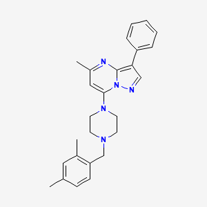 molecular formula C26H29N5 B4582683 7-[4-(2,4-dimethylbenzyl)-1-piperazinyl]-5-methyl-3-phenylpyrazolo[1,5-a]pyrimidine 