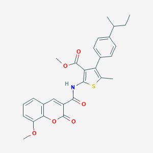molecular formula C28H27NO6S B458269 methyl 4-(4-sec-butylphenyl)-2-{[(8-methoxy-2-oxo-2H-chromen-3-yl)carbonyl]amino}-5-methyl-3-thiophenecarboxylate 