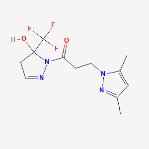 molecular formula C12H15F3N4O2 B4582691 1-[3-(3,5-dimethyl-1H-pyrazol-1-yl)propanoyl]-5-(trifluoromethyl)-4,5-dihydro-1H-pyrazol-5-ol 