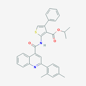 molecular formula C32H28N2O3S B458271 Isopropyl 2-({[2-(2,4-dimethylphenyl)-4-quinolinyl]carbonyl}amino)-4-phenyl-3-thiophenecarboxylate 