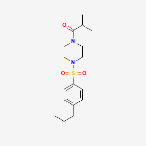 molecular formula C18H28N2O3S B4582716 1-[(4-异丁基苯基)磺酰基]-4-异丁酰哌嗪 