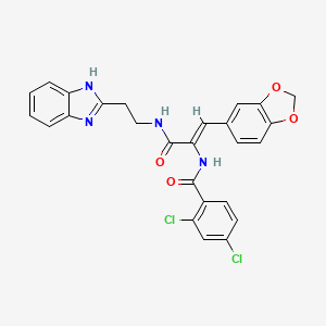 molecular formula C26H20Cl2N4O4 B4582756 N-[1-({[2-(1H-benzimidazol-2-yl)ethyl]amino}carbonyl)-2-(1,3-benzodioxol-5-yl)vinyl]-2,4-dichlorobenzamide 