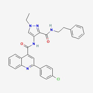 molecular formula C30H26ClN5O2 B4582758 2-(4-chlorophenyl)-N-(1-ethyl-3-{[(2-phenylethyl)amino]carbonyl}-1H-pyrazol-4-yl)-4-quinolinecarboxamide 