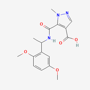 molecular formula C16H19N3O5 B4582773 5-({[1-(2,5-dimethoxyphenyl)ethyl]amino}carbonyl)-1-methyl-1H-pyrazole-4-carboxylic acid 