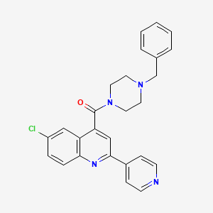 4-[(4-benzyl-1-piperazinyl)carbonyl]-6-chloro-2-(4-pyridinyl)quinoline