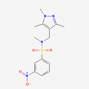 molecular formula C14H18N4O4S B4582789 N-methyl-3-nitro-N-[(1,3,5-trimethyl-1H-pyrazol-4-yl)methyl]benzenesulfonamide 
