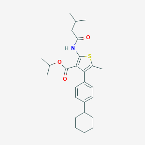 molecular formula C26H35NO3S B458283 Isopropyl 4-(4-cyclohexylphenyl)-5-methyl-2-[(3-methylbutanoyl)amino]-3-thiophenecarboxylate 