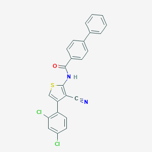 molecular formula C24H14Cl2N2OS B458285 N-[3-cyano-4-(2,4-dichlorophenyl)thiophen-2-yl]biphenyl-4-carboxamide 