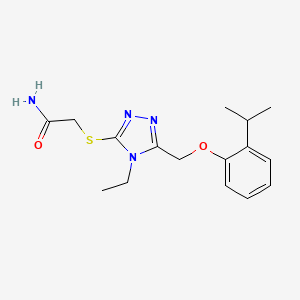 molecular formula C16H22N4O2S B4582864 2-({4-ethyl-5-[(2-isopropylphenoxy)methyl]-4H-1,2,4-triazol-3-yl}thio)acetamide 