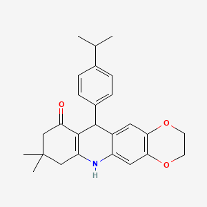 molecular formula C26H29NO3 B4582877 11-(4-isopropylphenyl)-8,8-dimethyl-2,3,7,8,9,11-hexahydro[1,4]dioxino[2,3-b]acridin-10(6H)-one 