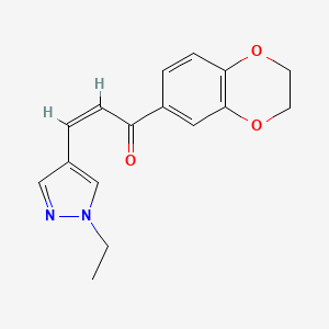 molecular formula C16H16N2O3 B4582941 1-(2,3-dihydro-1,4-benzodioxin-6-yl)-3-(1-ethyl-1H-pyrazol-4-yl)-2-propen-1-one 
