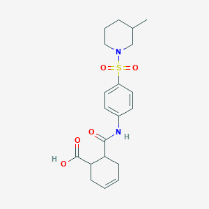 molecular formula C20H26N2O5S B4583000 6-[({4-[(3-methyl-1-piperidinyl)sulfonyl]phenyl}amino)carbonyl]-3-cyclohexene-1-carboxylic acid 