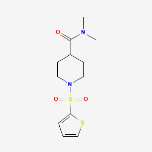 molecular formula C12H18N2O3S2 B4583009 N,N-二甲基-1-(2-噻吩基磺酰基)-4-哌啶甲酰胺 