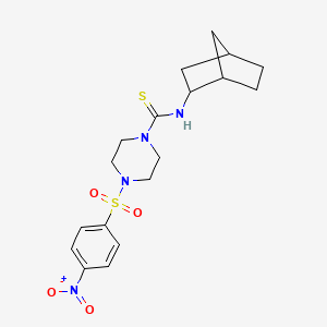 molecular formula C18H24N4O4S2 B4583015 N-二环[2.2.1]庚-2-基-4-[(4-硝基苯基)磺酰基]-1-哌嗪甲硫酰胺 