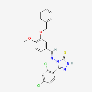 molecular formula C23H18Cl2N4O2S B4583026 4-{[3-(benzyloxy)-4-methoxybenzylidene]amino}-5-(2,4-dichlorophenyl)-4H-1,2,4-triazole-3-thiol 