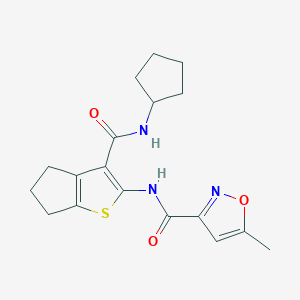 molecular formula C18H21N3O3S B4583043 N-{3-[(环戊基氨基)羰基]-5,6-二氢-4H-环戊[b]噻吩-2-基}-5-甲基-3-异恶唑羧酰胺 