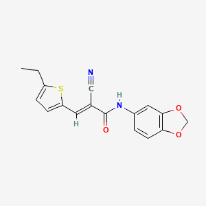 molecular formula C17H14N2O3S B4583067 N-1,3-苯并二氧杂环-5-基-2-氰基-3-(5-乙基-2-噻吩基)丙烯酰胺 