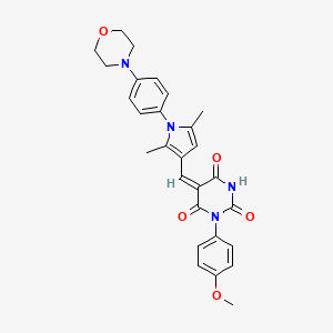 molecular formula C28H28N4O5 B4583075 5-({2,5-dimethyl-1-[4-(4-morpholinyl)phenyl]-1H-pyrrol-3-yl}methylene)-1-(4-methoxyphenyl)-2,4,6(1H,3H,5H)-pyrimidinetrione 