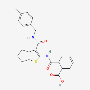 molecular formula C24H26N2O4S B4583087 6-{[(3-{[(4-methylbenzyl)amino]carbonyl}-5,6-dihydro-4H-cyclopenta[b]thien-2-yl)amino]carbonyl}-3-cyclohexene-1-carboxylic acid 