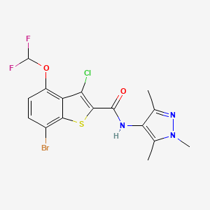 molecular formula C16H13BrClF2N3O2S B4583100 7-bromo-3-chloro-4-(difluoromethoxy)-N-(1,3,5-trimethyl-1H-pyrazol-4-yl)-1-benzothiophene-2-carboxamide 