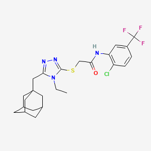 molecular formula C24H28ClF3N4OS B4583107 2-{[5-(1-adamantylmethyl)-4-ethyl-4H-1,2,4-triazol-3-yl]thio}-N-[2-chloro-5-(trifluoromethyl)phenyl]acetamide 