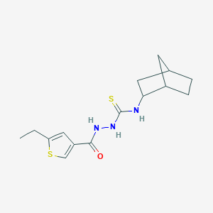 molecular formula C15H21N3OS2 B4583124 N-双环[2.2.1]庚-2-基-2-[(5-乙基-3-噻吩基)羰基]肼硫代酰胺 