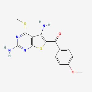 molecular formula C15H14N4O2S2 B4583127 [2,5-二氨基-4-(甲硫基)噻吩并[2,3-d]嘧啶-6-基](4-甲氧基苯基)甲酮 